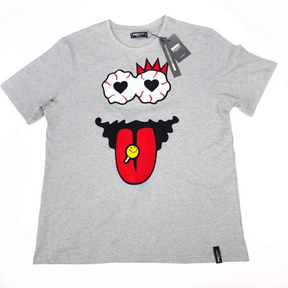 Roku Studio Mens 2XL‎ Gray Monster Graphic T-Shirt Heart Eyes NWT